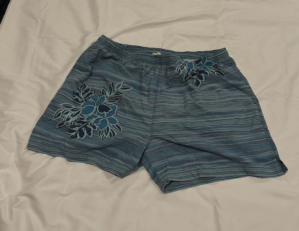 Vintage Tommy Bahama Mens Board Shorts Floral Swim Blue